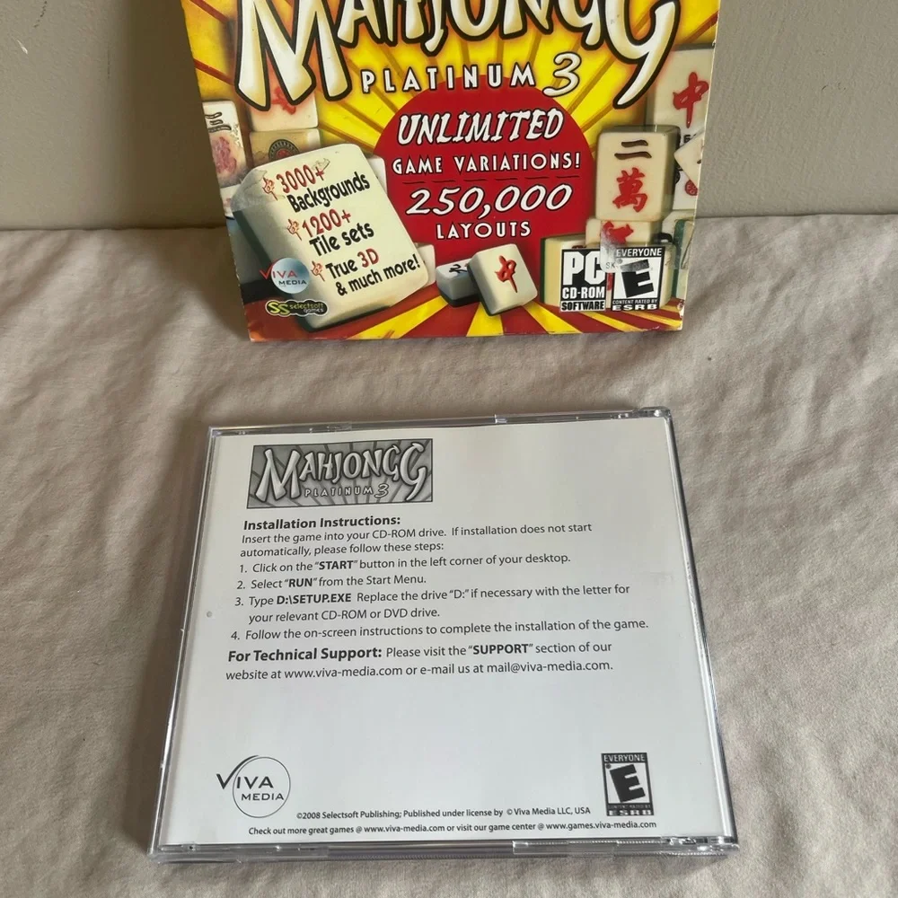 ⭐️ Mahjongg Platinum 3 PC Game Unlimited Variations CD-ROM Software 2008